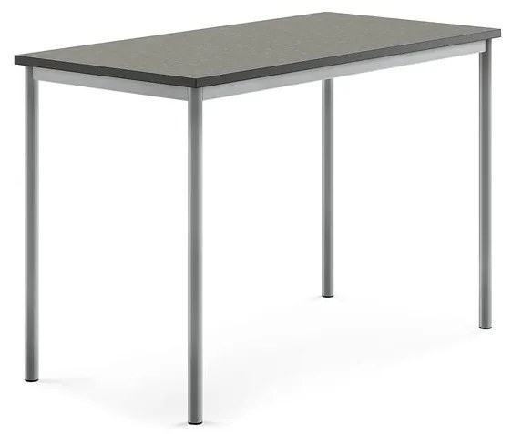 Stôl SONITUS, 1400x700x900 mm, linoleum - tmavošedá, strieborná