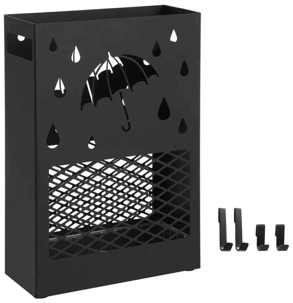 SongmicsHome Kovový stojan na dáždniky RAIN, 28x12x41cm, čierna