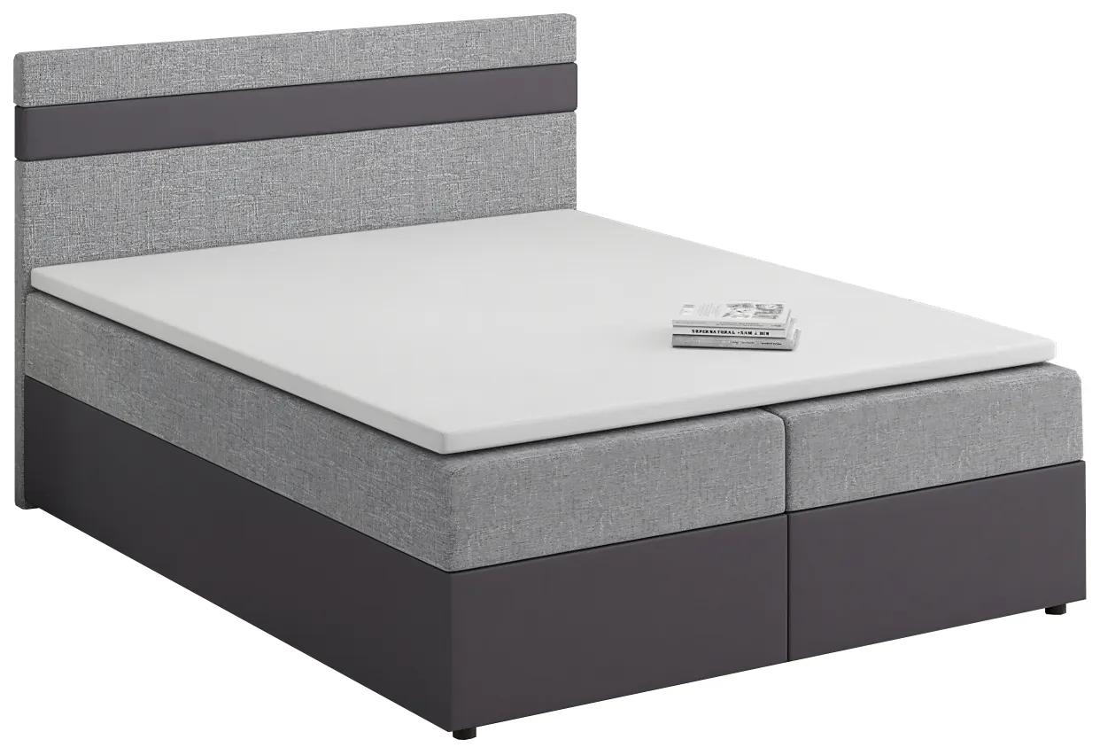 Manželská posteľ Boxspring 160x200 cm Mimosa (melírovaná svetlosivá + tmavosivá) (s roštom a matracom). Akcia -20%. Vlastná spoľahlivá doprava až k Vám domov. 1007812