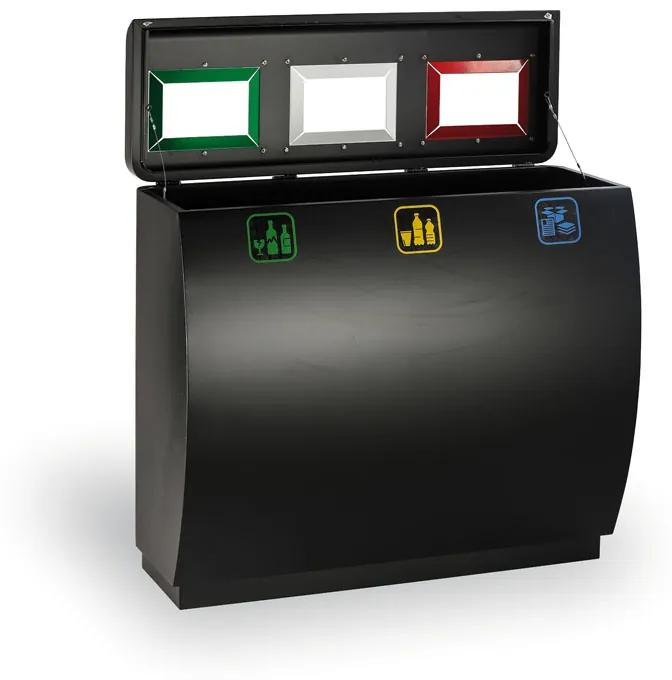 Odpadkový kôš na triedený odpad, 3x50 l, kovový