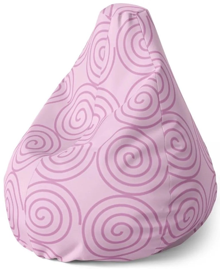 Sedací vak Pear ružové špirály, ružová