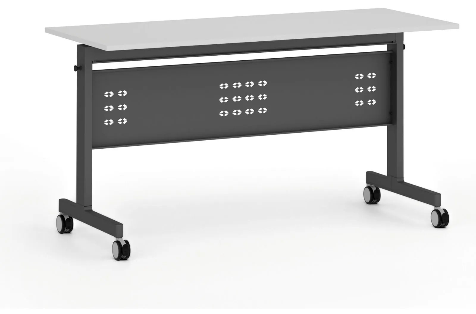 Mobilný stôl PRIMO MOBI, 1400 x 600 mm, čierna podnož, biela