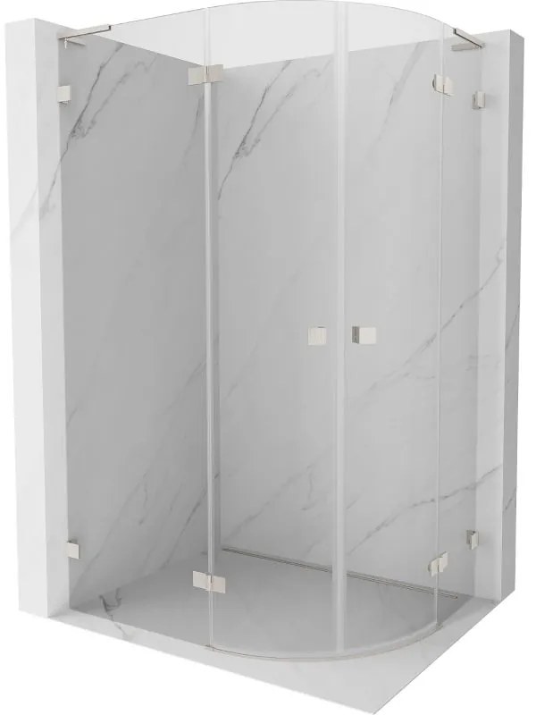 Mexen Lunar, L polkruhový sprchový kút naklápací doľava 90 x 80 cm, 8mm číre sklo, oceľový profil, 833L-090L-080P-97-00