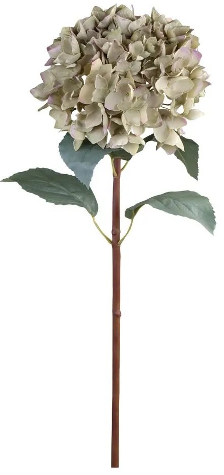 Dekorácia umelá zelená kvetina Hortenzie Hydrangea dusty green - 80 cm