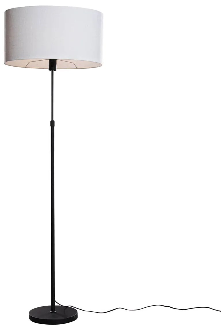 Stojacia lampa čierna s oválnym ľanovým tienidlom bielym 50 cm - Parte