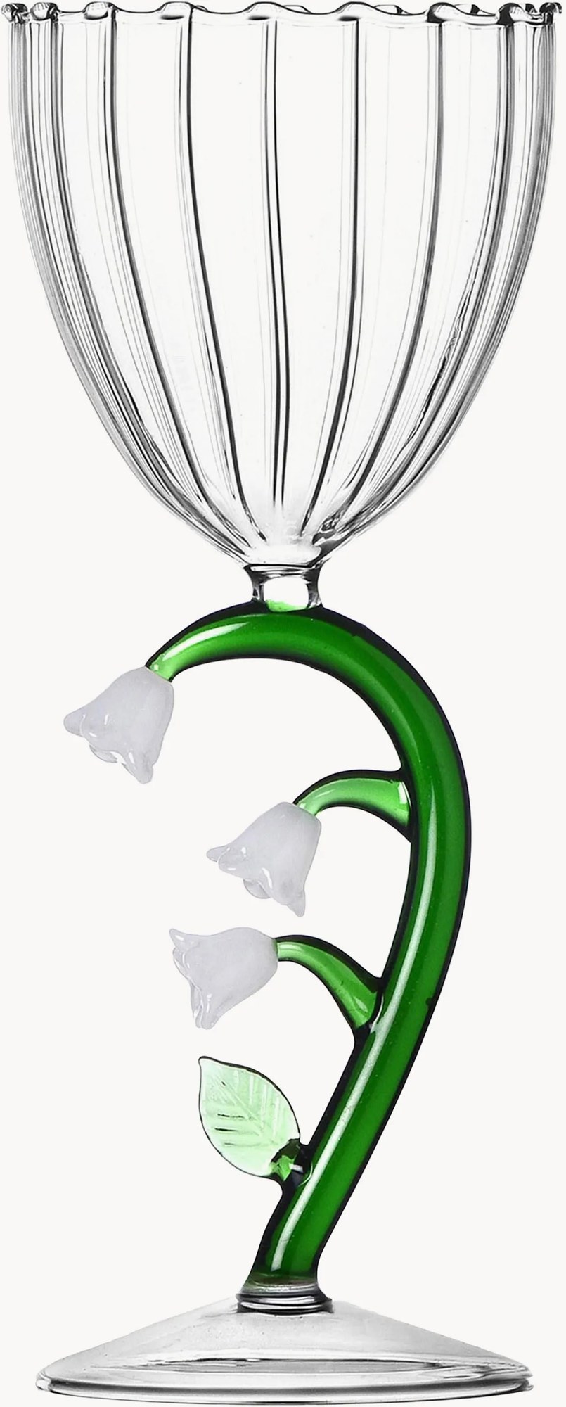 Ručne vyrobený pohár na biele víno z borosilikátového skla Botanica