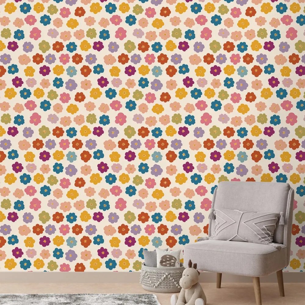 Fototapeta farebné kvetinové pole