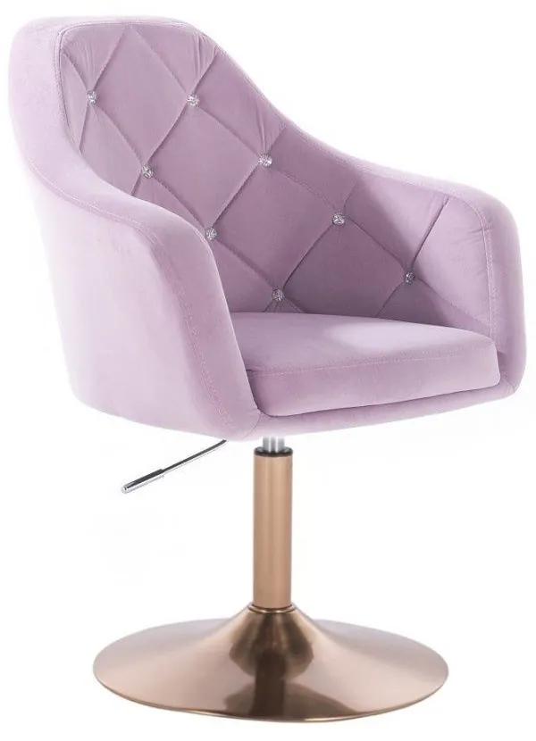 LuxuryForm DESIGN Kreslo ROMA VELUR na zlatom tanieri - levanduľa