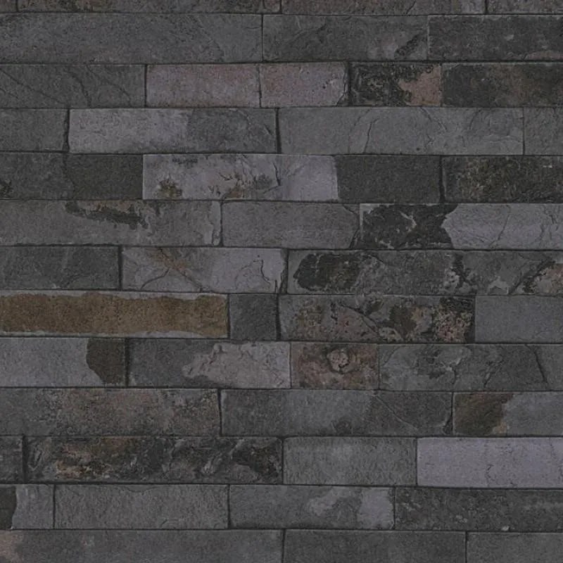 Vliesové tapety na stenu IMPOL 35582-5 Wood and Stone 2, obkladový kameň štiepaná bridlica sivo-čierna, rozmer 10,05 m x 0,53 m, A.S.Création