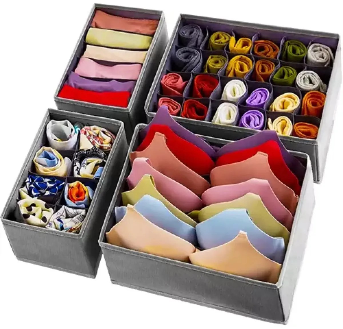 Organizér na spodnú bielizeň, sada 4 ks, SPRINGOS - sivý