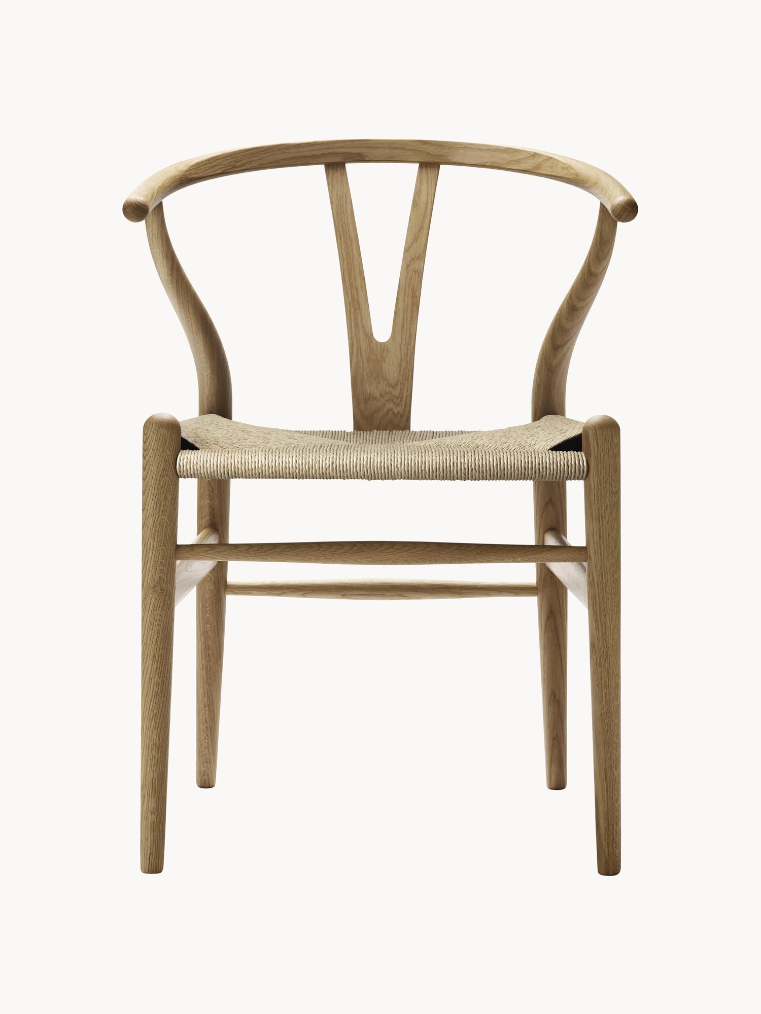 Drevená stolička's ručne tkanou sedacou plochou CH24 Wishbone Chair