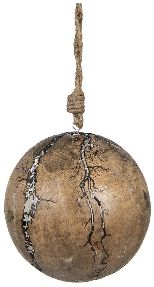 Vianočné dekorácie drevená guľa s popraskaním - Ø 12*12 cm