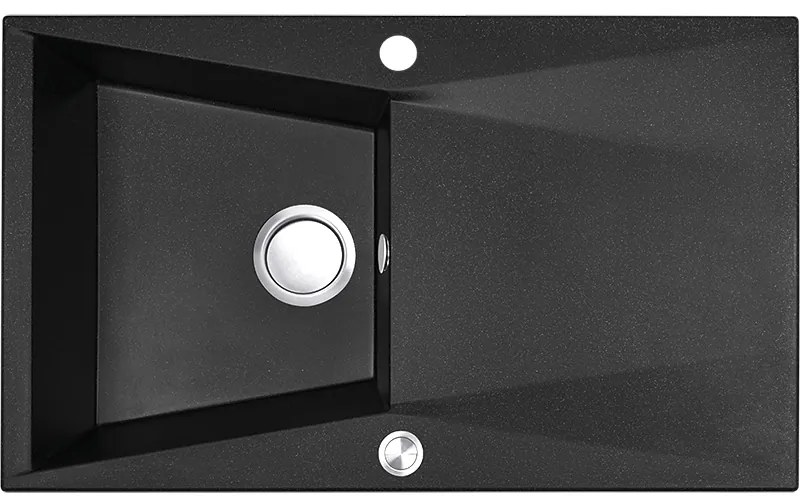 Laveo Grenada, 1-komorový granitový drez 780x480x204 mm, čierna, LAV-SBG_711T