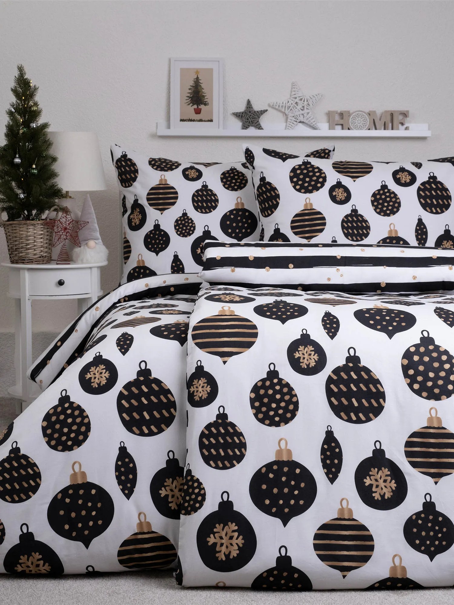 Vianočné francúzske bavlnené obliečky Renforcé – Zlaté Vianoce