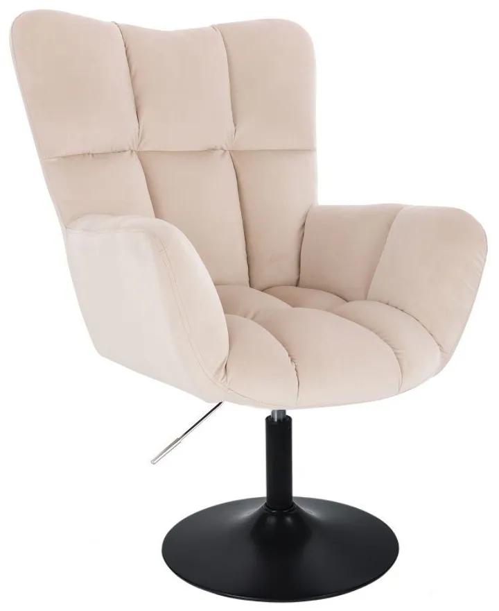 LuxuryForm DESIGN Kreslo AURORA VELUR na čiernom tanieri - krémové