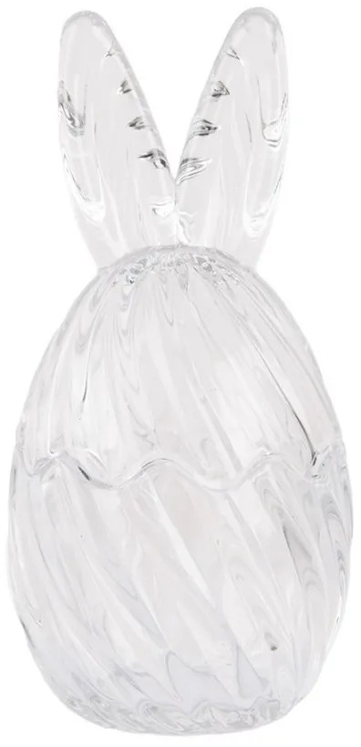 Sklenená dóza s vekom v tvare vajcia so zajačími uškami – Ø 9*17 cm