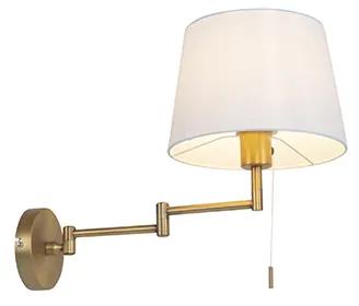 Bronzová nástenná lampa s bielym tienidlom a nastaviteľným ramenom - Ladas Deluxe