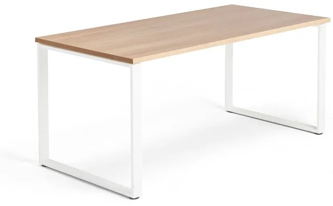 Kancelársky pracovný stôl QBUS, O-rám, 1600x800 mm, dub/biela
