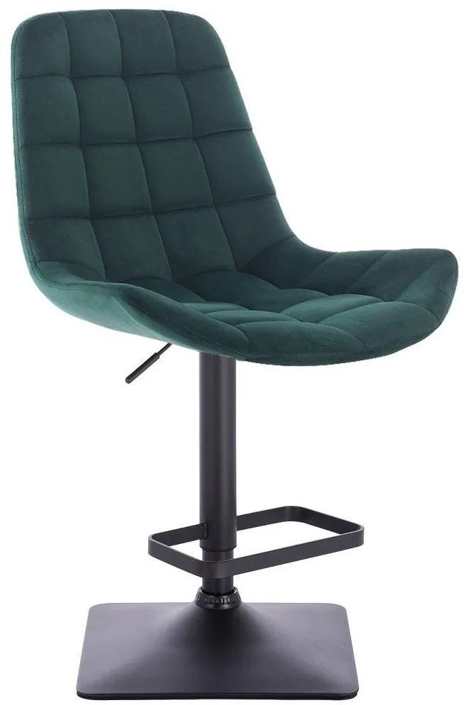 LuxuryForm DESIGN Barová stolička PARIS VELUR na čiernej hranatej podstave - zelená