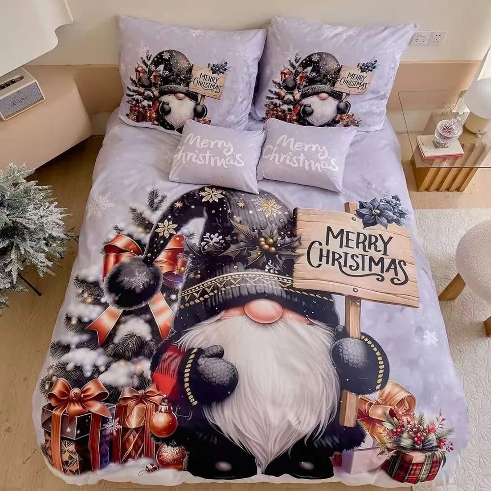 Obliečky Homa GNOMTIME LIGHT GREY 3-dielna sada 140x200 cm