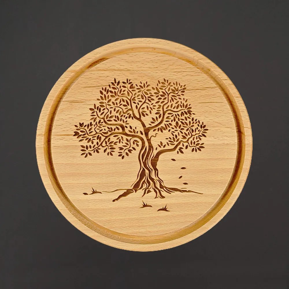 AMADEA Drevená servírovacia doštička - podnos strom, masívne drevo, 20 cm