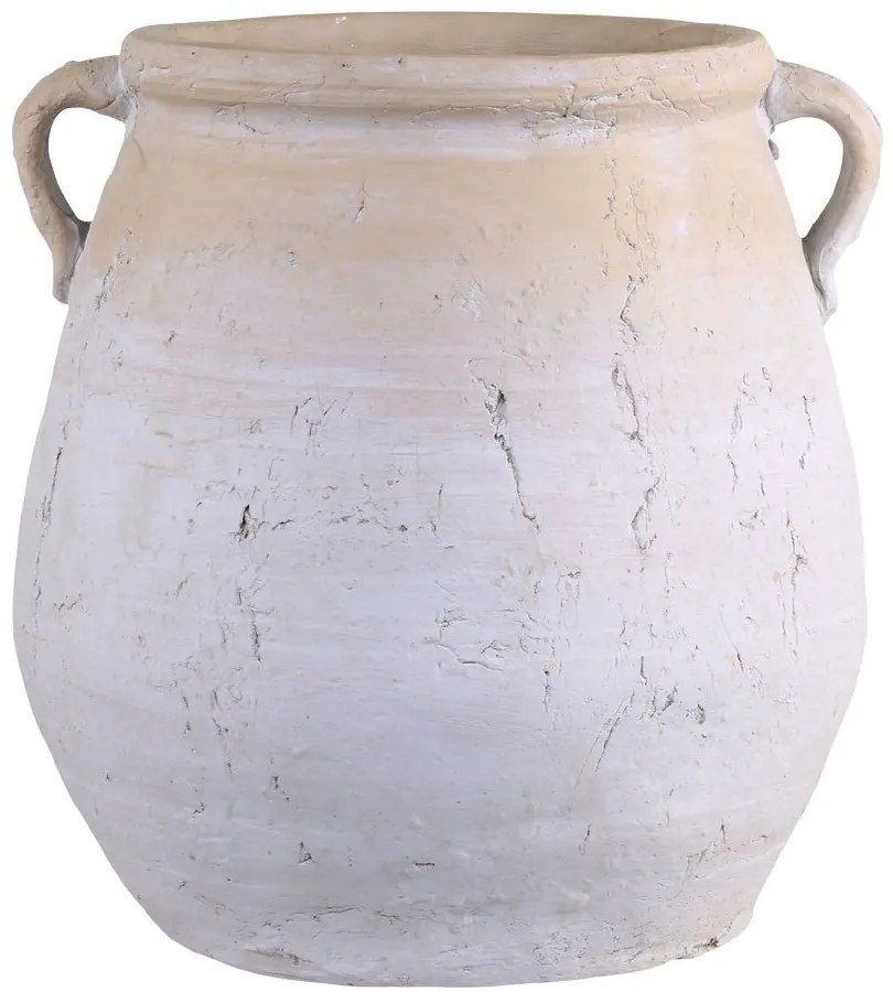 Šedo-béžová antik váza s uškami French Unique L - 34*33*35 cm