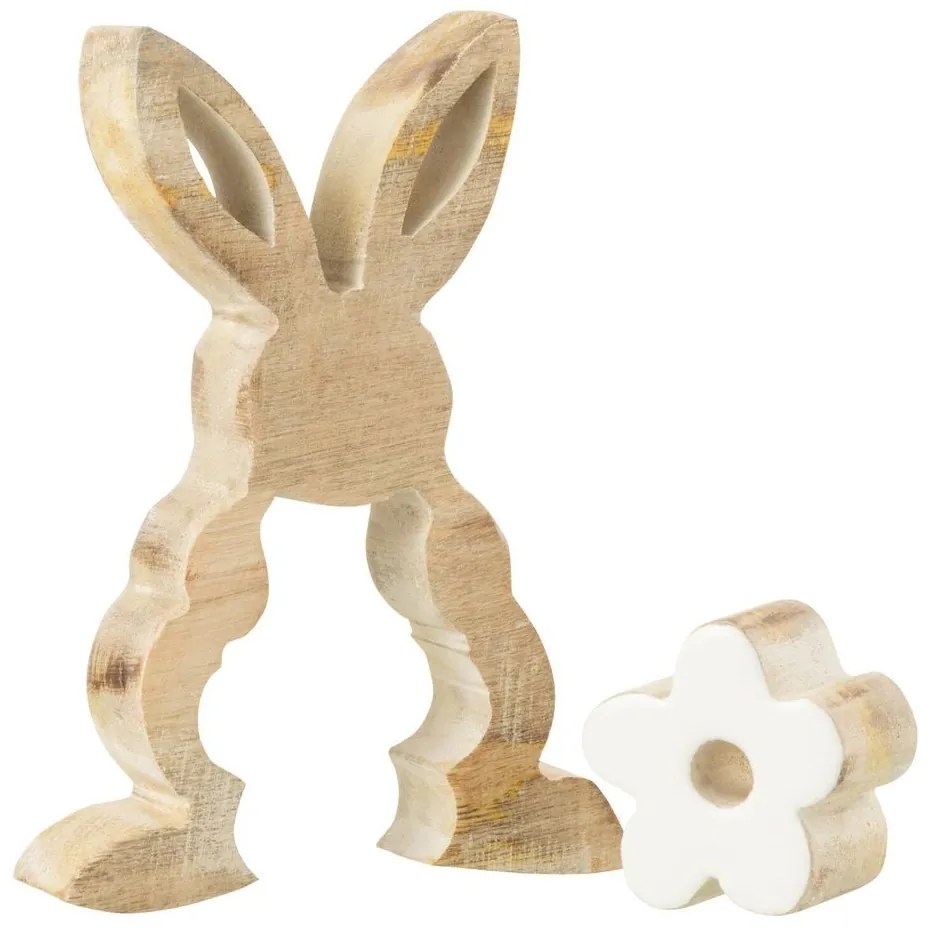 Drevená dekorácia králiček s tulipánom - 9*3*14 cm