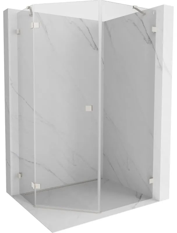 Mexen Lunar, päťuholníkový sprchový kút s ľavým sklonom 80 x 100 cm, 8mm číre sklo, oceľový profil, 831-080L-100P-97-00-L