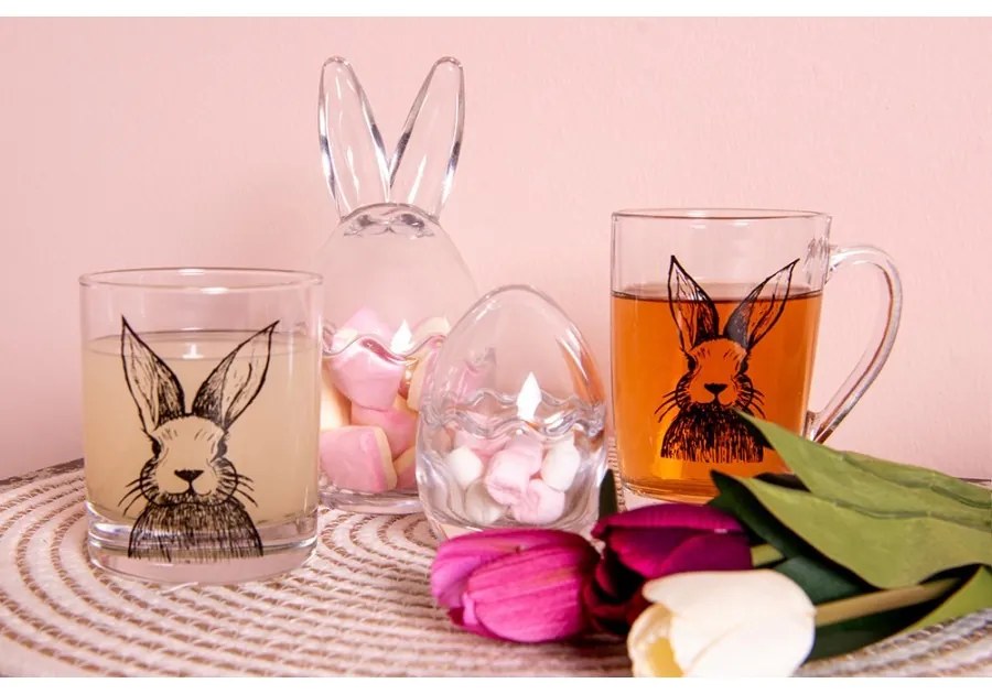 Sklenený hrnček na čaj s králikom Rabbit Cartoon - 11 * 8 * 11 cm / 300 ml