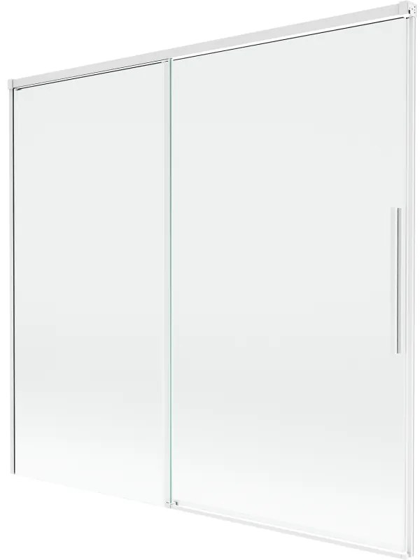 Mexen Rox, 2-krídlová posuvná vaňová zástena 170 x 150 cm, 8mm číre sklo, biely profil, 8C9-170-001-20-00