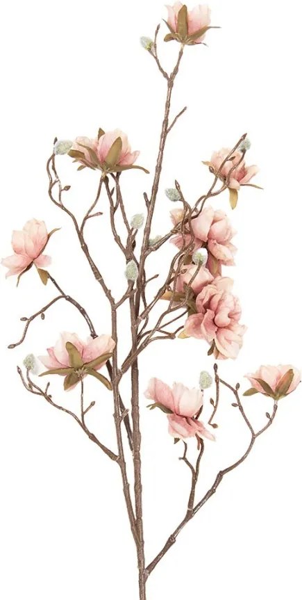 Dekorácia umelá vetvička Magnolia s ružovými kvetmi - 15*20*90 cm