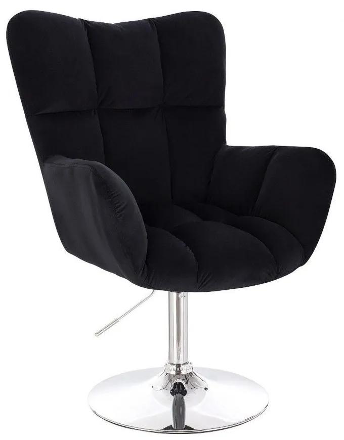 LuxuryForm DESIGN Kreslo AURORA VELUR na striebornom tanieri - čierne