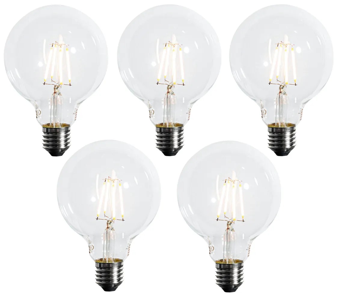 Sada 5 stmievateľných LED žiaroviek E27 s 3 stupňami G95 4W 450 lm 2700K