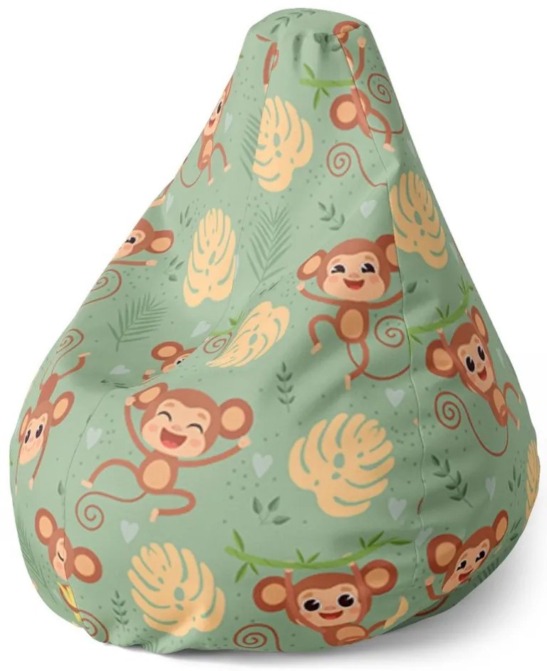 Sedací vak Pear roztomilé opičky - detský, farebná