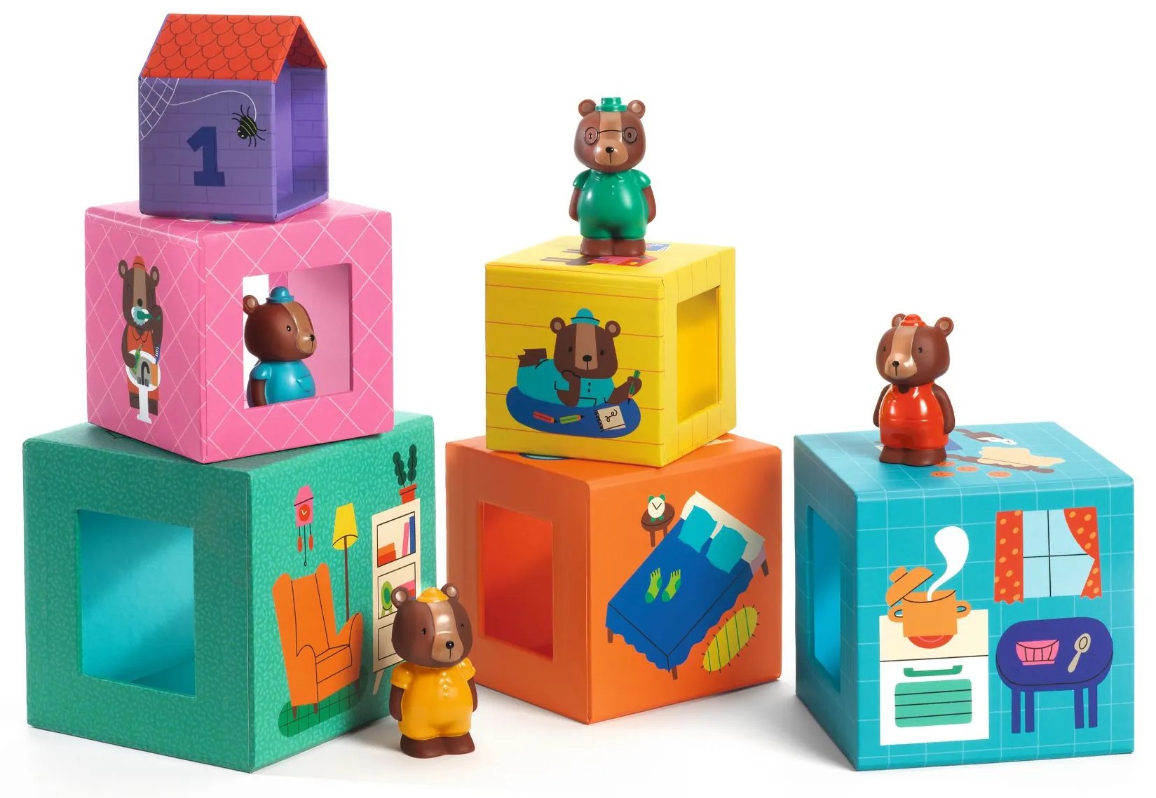 Topanihouse - kartónové domčeky s medveďou rodinkou