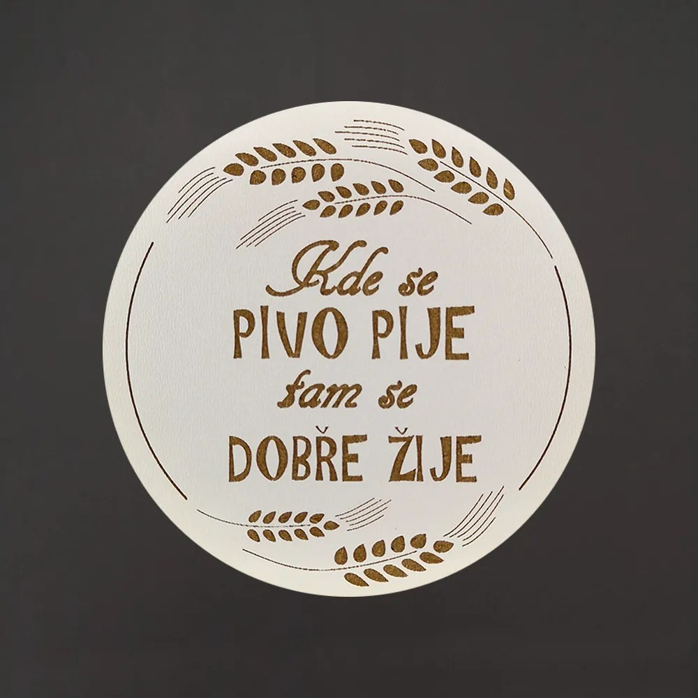 AMADEA Drevený podtácok okrúhly Pivo text 