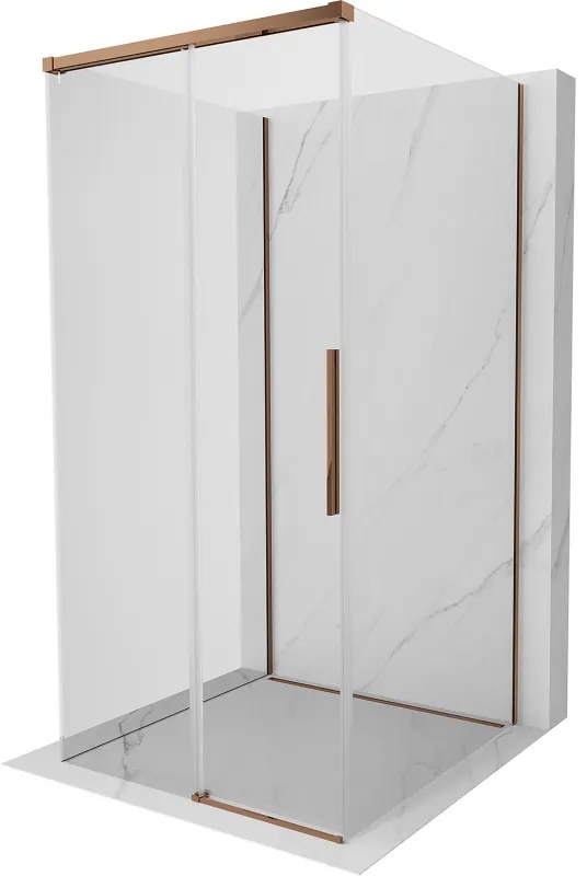 Mexen Rox-3S, 3-stenný sprchový kút 95 x 95 cm, 8mm číre sklo, ružové zlato profil, 8C2-095-095-60-00-3S