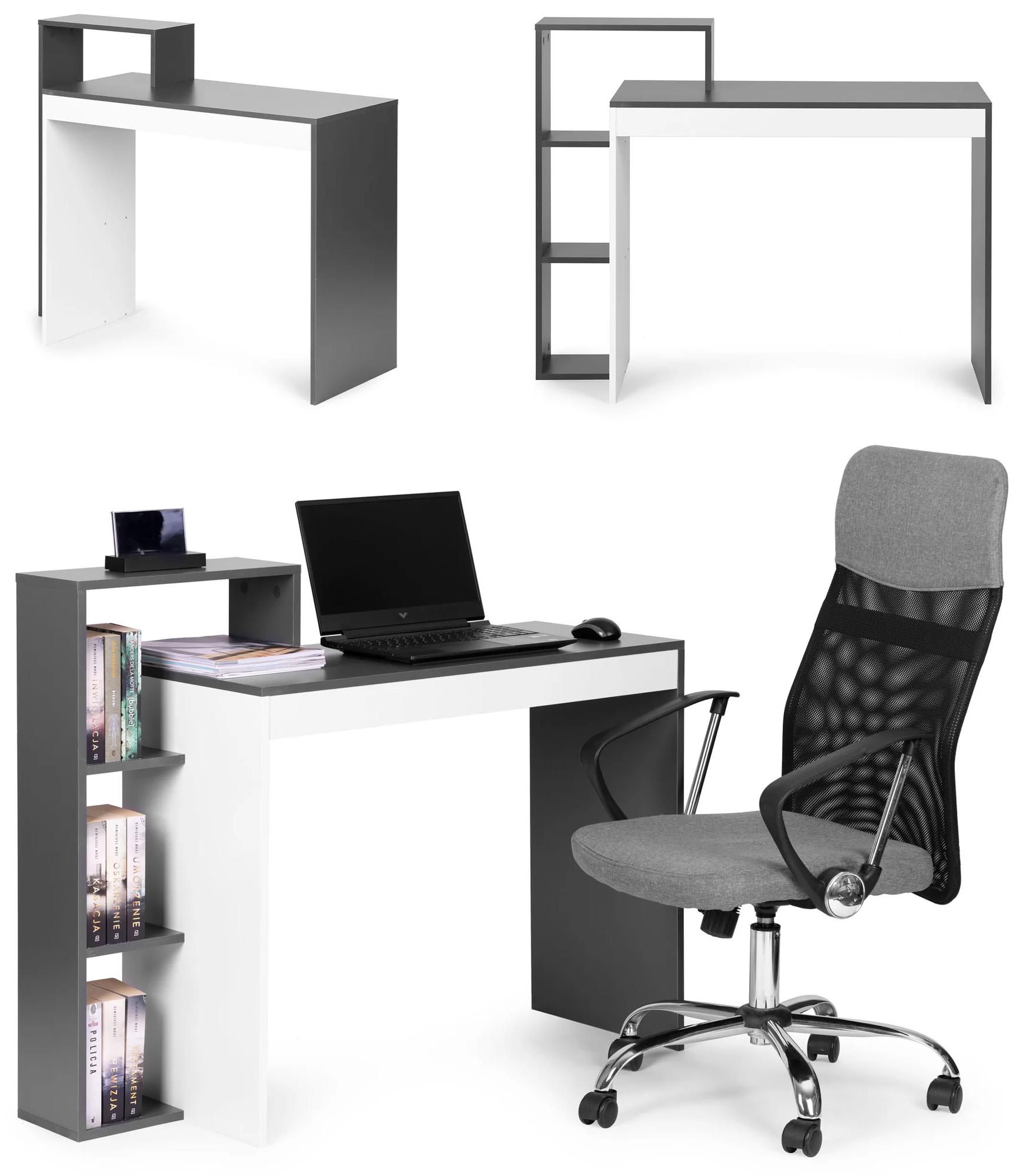 ModernHome Bielo-šedý písací stôl so 4 policami