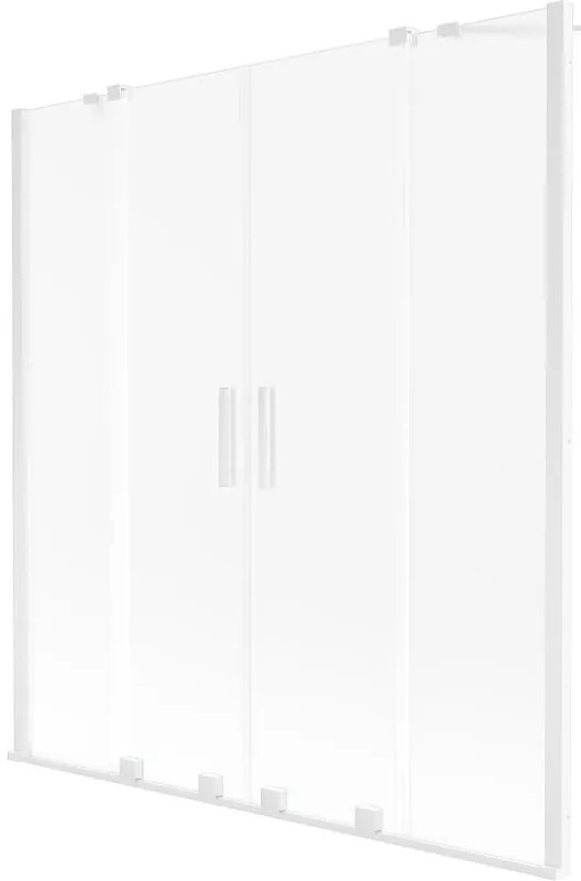 Mexen Velar Duo, 2-krídlová posuvná vaňová zástena 150 x 150 cm, 8mm sklo námraza, biela matná, 896-150-000-32-20