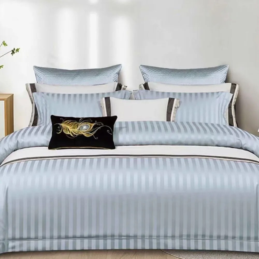 Saténové obliečky KRELA LIGHT BLUE 3-dielna súprava 140x200 cm