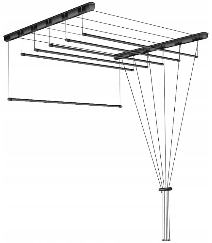 Erga Erga, stropný vešiak na sušenie bielizne 6x100 cm, čierna, ERG-SEP-10SUSSU6PCZ10