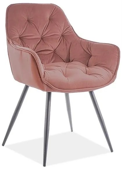 Jedálenská stolička Cherry Velvet matná, ružová / čierna