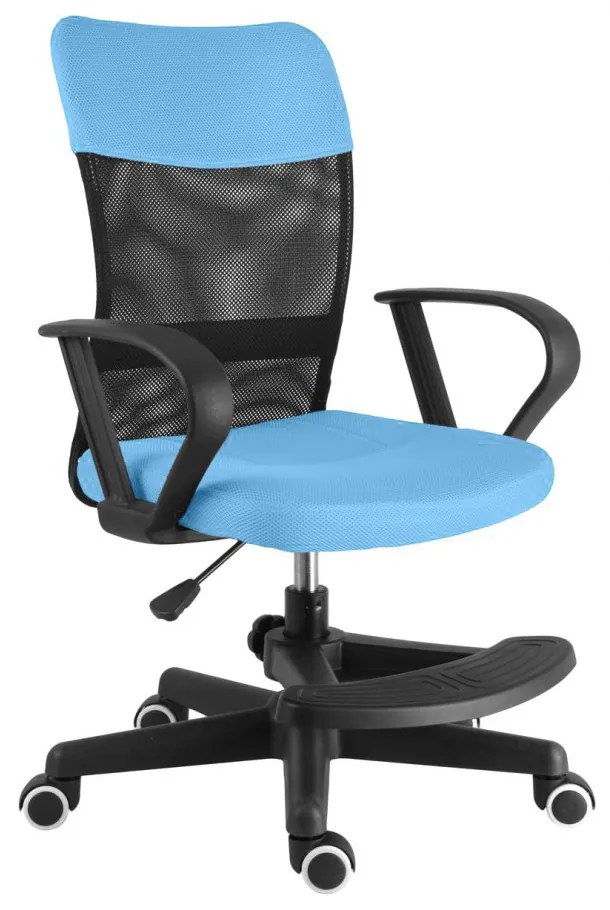 Detská stolička Neoseat MONKEY s podnožou — látka, čierna / svetlo modrá