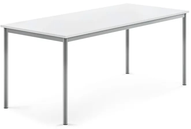 Stôl BORÅS, 1800x800x720 mm, HPL - biela, strieborná