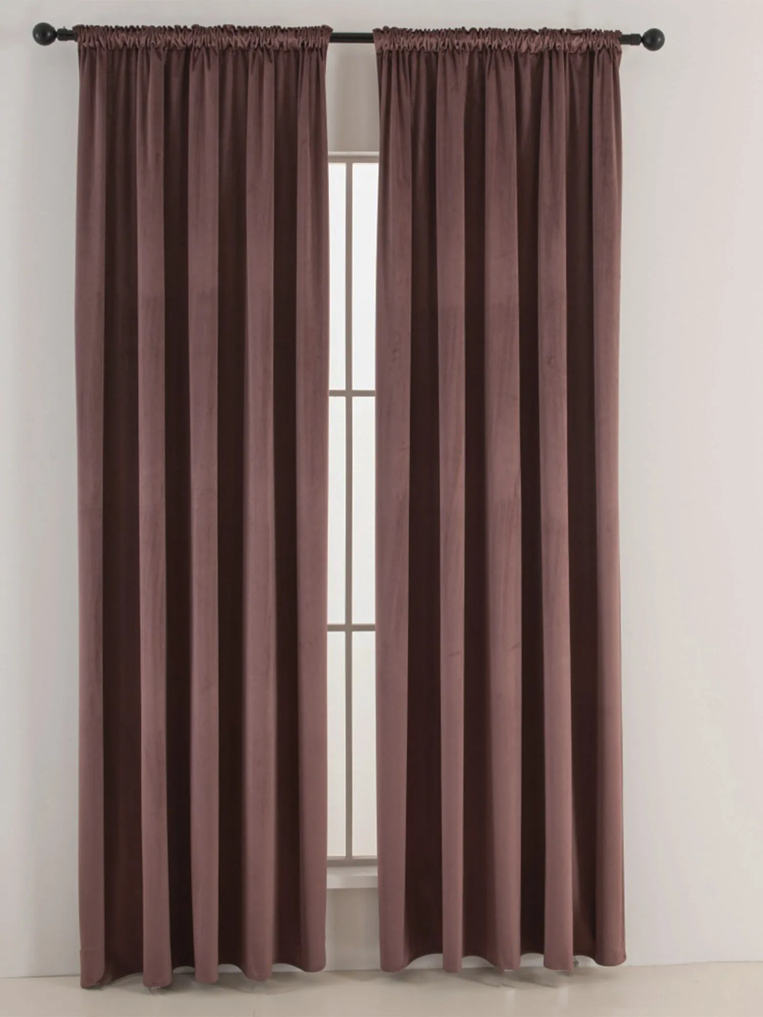 Zamatové zatemňovacie závesy Cesar marsala - 140 x 250 cm (2ks) - riasiaca stuha