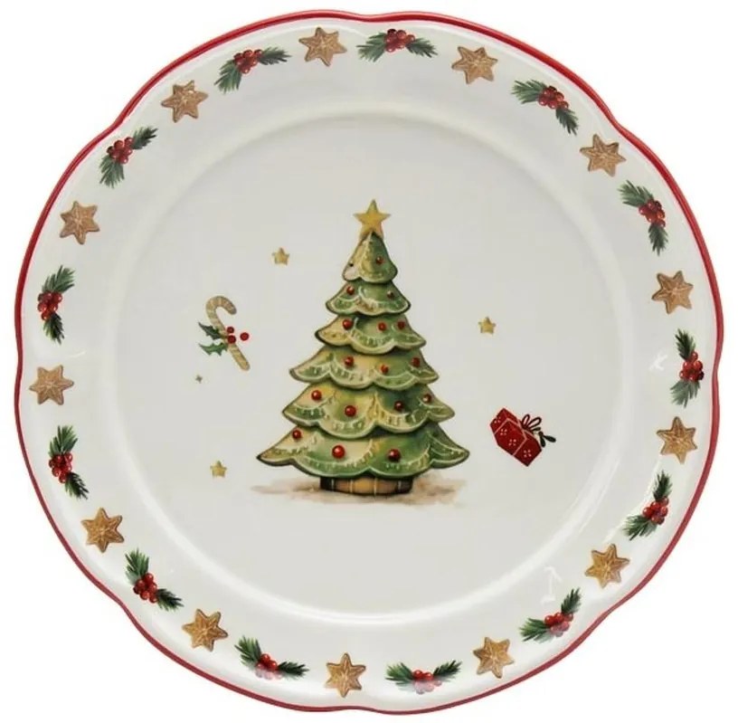 Keramický dezertný tanierik so stromčekom Chrissie - Ø 20,5*2 cm