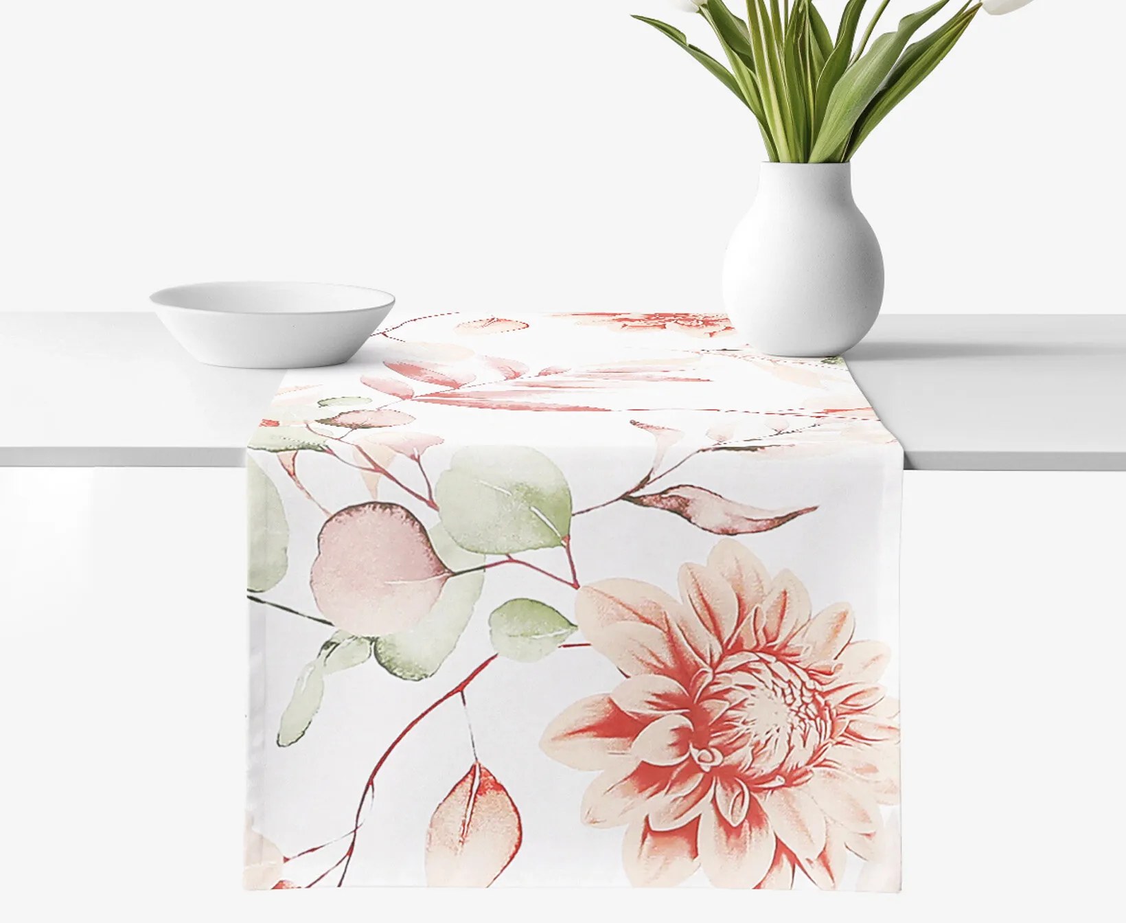 Goldea behúň na stôl 100% bavlnené plátno deluxe - akvarelové kvety 20x120 cm