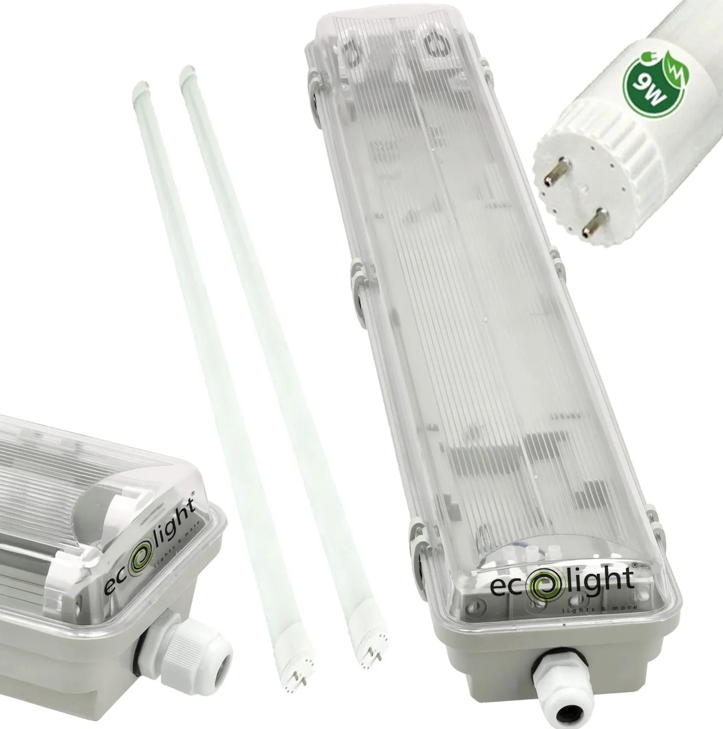 ECOLIGHT LED hermetické svietidlo 60 cm + 2x LED trubica - neutrálna biela