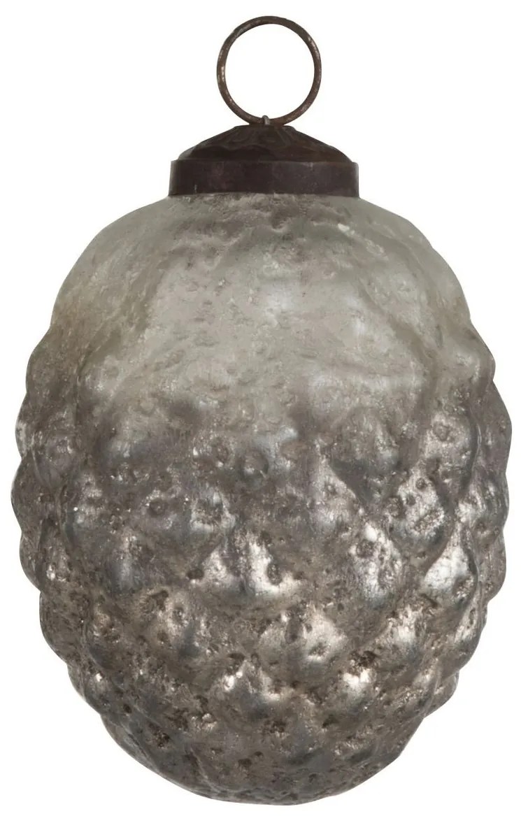 Sada 4ks šedá sklenená ozdoba šiška - 6 * 12,5 cm Sada 4ks šedá sklenená ozdoba šiška - 6 * 12,5 cm