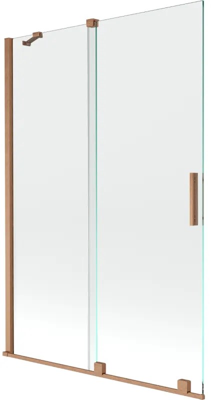 Mexen Velar, 2-krídlová posuvná vaňová zástena 120 x 150 cm, 8mm číre sklo, medená matná, 896-120-000-01-65